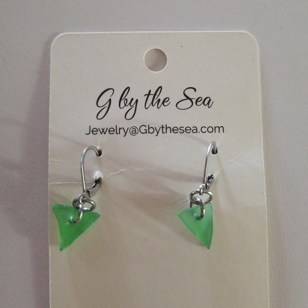 REAL Green Sea Glass Earrings,  GORGEOUS